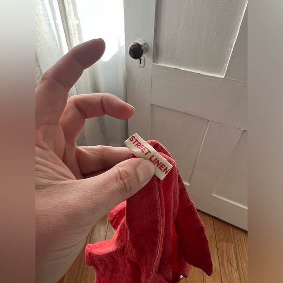 South Street Linen Red Sleeveless Linen Pop Over Tunic Midi Dress Size 6 - Picture 3 of 7